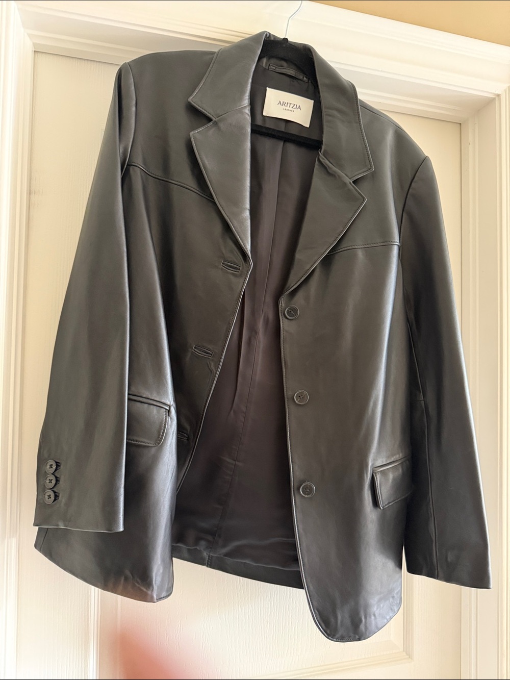 Aritzia Black Leather Blazer Jacket